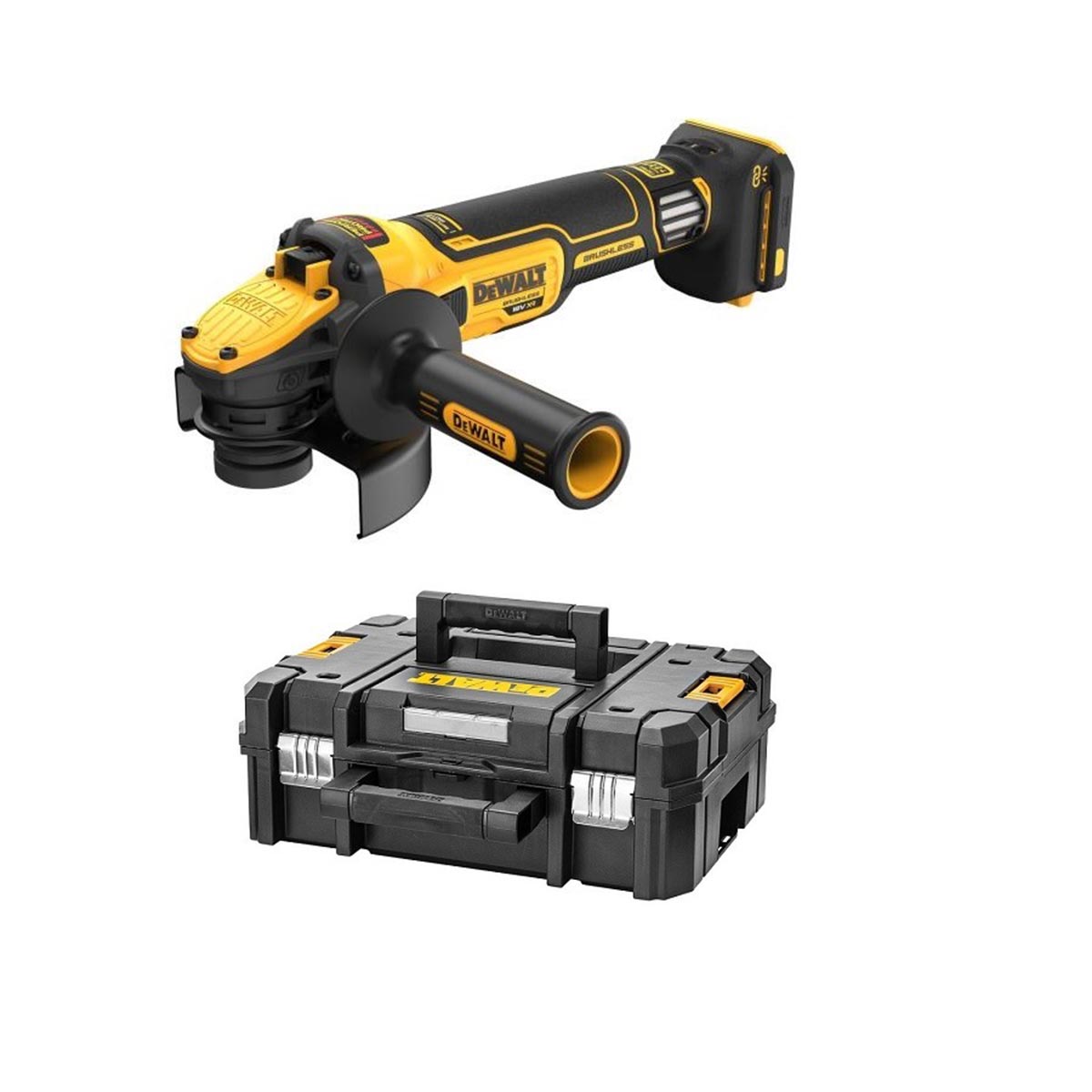 Angle grinder 125 mm Variable speed BRUSHLESS motor (in case without batteries and charger) in TSTACK CASE - DeWALT - DCG409VSNT-XJ Angle grinder 125 mm Variable speed BRUSHLESS motor (in case without batteries and charger) in TSTACK CASE - DeWALT - DCG409VSNT-XJ